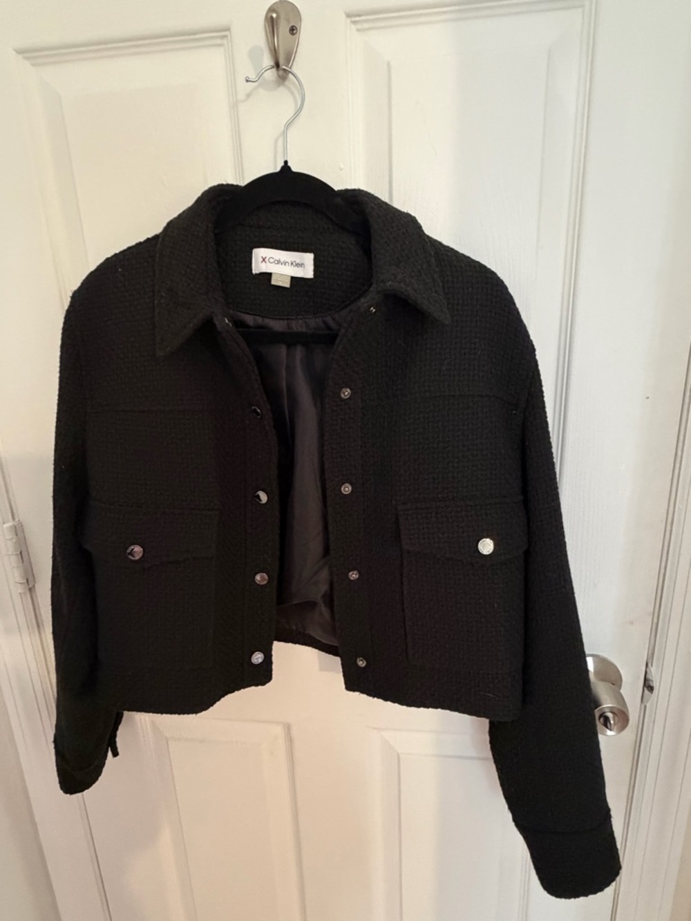 Calvin Klein Black Cropped Textured Jacket
